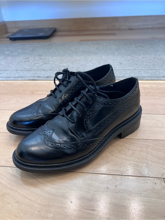 GEOX Ultra Comfort Black Leather Wingtip Brogue Oxfords Women\'s Size 37 US 6.5-7 main image 4